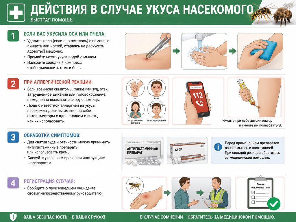 Действия в случае укуса насекомого